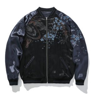 Mens Loose Fit Polyester Embroidered Chinese Style Jacket