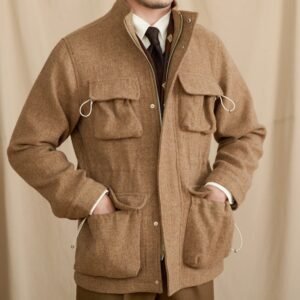 Men's Wool Coat With Stand-Up Collar Retro-Style Heavyweight Warm Jacket