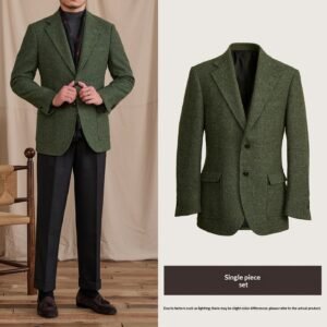 Wool Heavyweight Blazer Vintage Gentleman's Style Slim Fit
