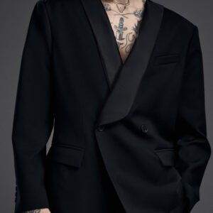 Black Wide Lapel Asymmetric Blazer