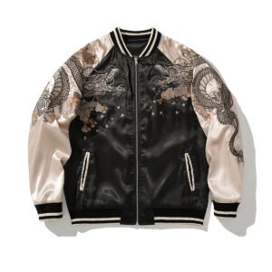 Mens Loose Fit Polyester Embroidered Chinese Style Jacket