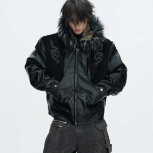 Mens Fleece-Lined Thick Cotton Padded Jacket
