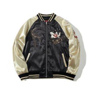 Mens Loose Fit Polyester Embroidered Chinese Style Jacket