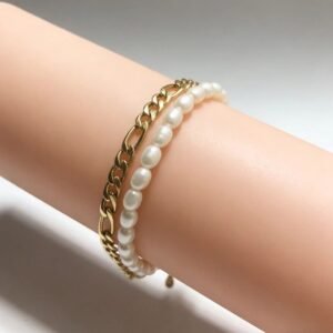 2-Piece Set Of Stylish And Elegant Pearl Stretch Bracelets