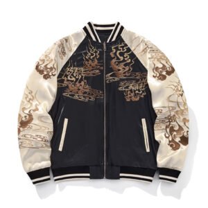 Mens Loose Fit Polyester Embroidered Chinese Style Jacket