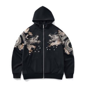 Mens Loose Fit Polyester Embroidered Chinese Style Jacket