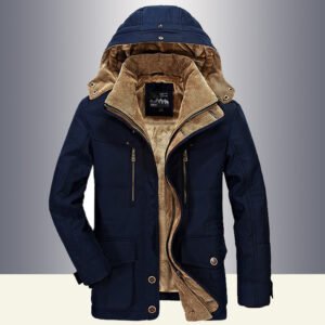 Multi-pocket Hooded Men's Thick Cotton Coat