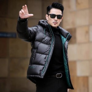 Mens Premium 90 White Duck Down Puffer Jacket With A Hood