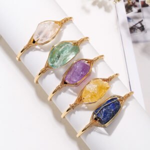 Womens Natural Crystal Bracelet Freeform Tumbled-stone Bracelet