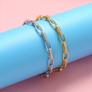 Womens Fashion Micro-Pave Zirconia Chain Bracelet